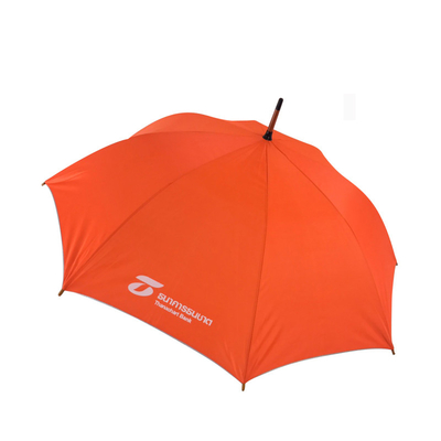 Auto Open Full Body Umbrella Orange Custom Bank Logo Hook Handle with 100cm Diameter