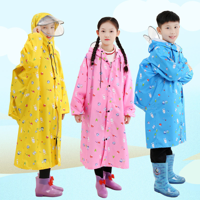 Transparent Long Raincoat RAINWEAR Two-Brimmed Children's Raincoat with One-Piece Poncho