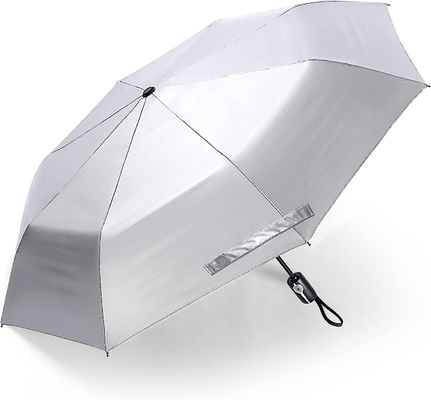 Polyester UPF 50 Windproof Sun Protection Travel Umbrella 46&quot; Silver Coating Auto Umbrella