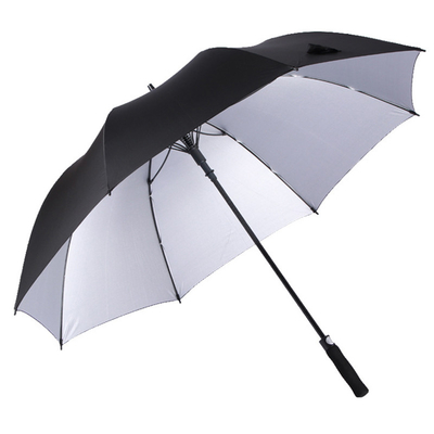 Lightweight and Portable Auto Open Silver Coated Golf Umbrella with Fiberglass Ribs