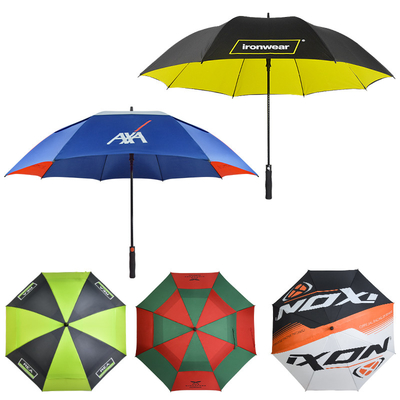 30 Inch Large Windproof Custom Golf Umbrella with Branded Logo Prints and Double Layers