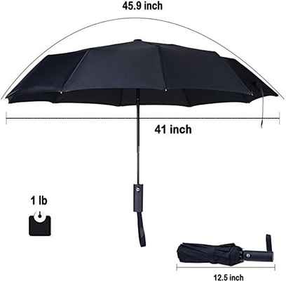 10 Ribs Auto Open Close Collapsible Folding Travel Umbrella for Rain Protection