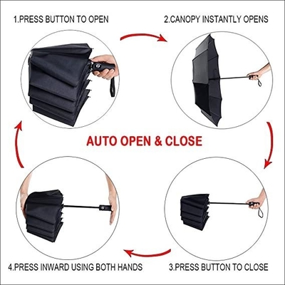 10 Ribs Auto Open Close Collapsible Folding Travel Umbrella for Rain Protection