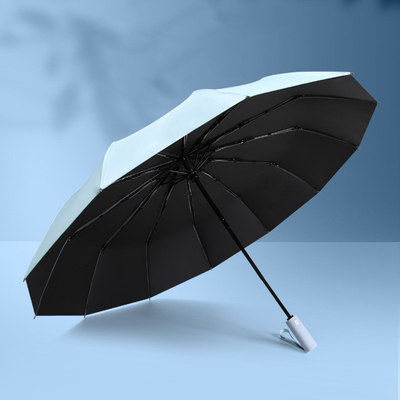 Pongee Panel Material Large Folding Advertising Umbrella for Sunny and Rain Dual