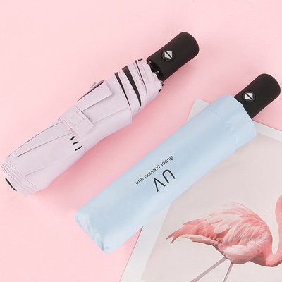 Fully-automatic 3 Folding Rainy And Sunny Auto Umbrella with Customer's Logo Printing
