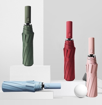 Steel Frame Fully Automatic Windproof Triple Folding 10K Umbrella for Men and Women