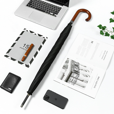 Business Promotion Umbrella Customized Curved Handle Golf Straight Umbrella with Logo