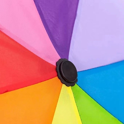 Adults Manual Open Rainbow Umbrella With Reflective Strip Safety 3 Folding Umbrella
