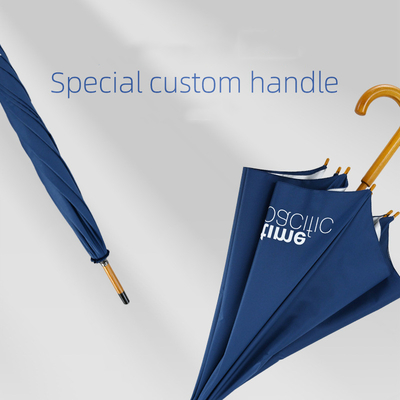 Bar Wood Handle Advertising Umbrella with Silver Tape and Logo Printing All in 1 Function