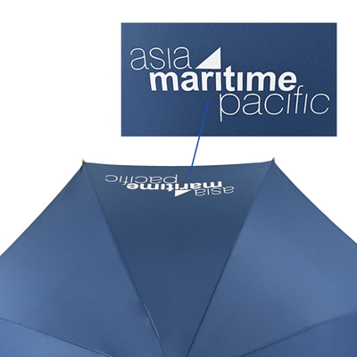 Bar Wood Handle Advertising Umbrella with Silver Tape and Logo Printing All in 1 Function