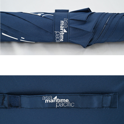 Bar Wood Handle Advertising Umbrella with Silver Tape and Logo Printing All in 1 Function