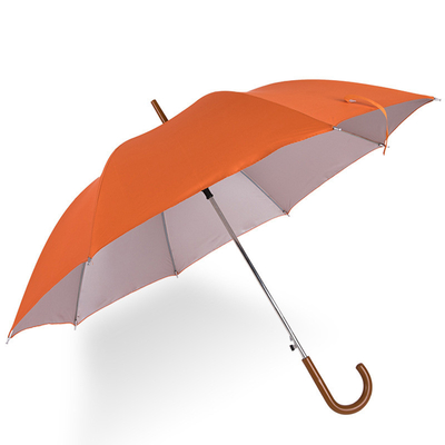 Auto Open Full Body Umbrella Orange Custom Bank Logo Hook Handle with 100cm Diameter