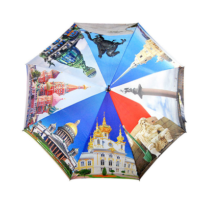 Popular Customized Logo and Pattern Sublimation Umbrella with Rubber Coating Handle