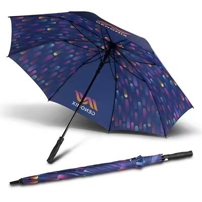 Popular Customized Logo and Pattern Sublimation Umbrella with Rubber Coating Handle