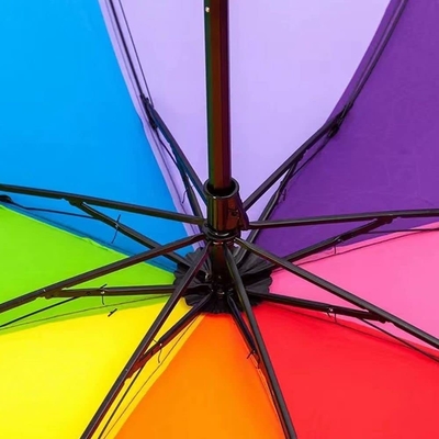 Colorful Rainbow Design 3 Folding Manual Umbrella with Windproof and Metal Fiberglass Ribs