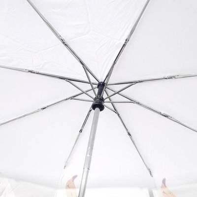 Custom Print Logo White Polyester Fold Umbrella for Advertising or Gifts and Durable