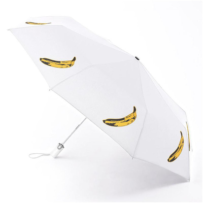 Custom Print Logo White Polyester Fold Umbrella for Advertising or Gifts and Durable