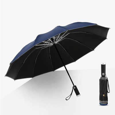 Minimalism Style Three-folding Umbrella LED Reverse Inverted Reflective Auto Umbrella