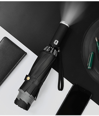 Minimalism Style Three-folding Umbrella LED Reverse Inverted Reflective Auto Umbrella