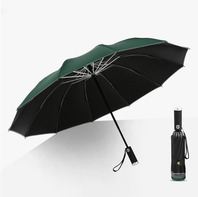 Minimalism Style Three-folding Umbrella LED Reverse Inverted Reflective Auto Umbrella