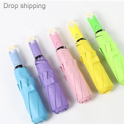 Lock Head Handle Pure Color Custom Folding Umbrella With Logo Prints fulul automatic