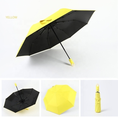 Lock Head Handle Pure Color Custom Folding Umbrella With Logo Prints fulul automatic