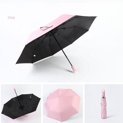 Lock Head Handle Pure Color Custom Folding Umbrella With Logo Prints fulul automatic