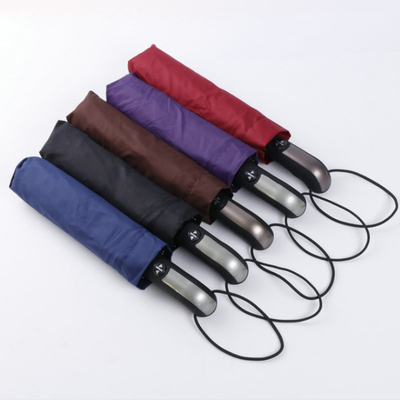Rubber Coating Handle Portable Automatic Travel Compact Rain Folding Umbrella for Adults