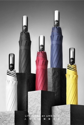 Rubber Coating Handle Portable Automatic Travel Compact Rain Folding Umbrella for Adults