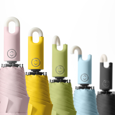 Full Auto Open Three-folding Umbrella with Custom Logo Prints and Lock Head Handle