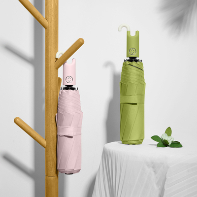 Full Auto Open Three-folding Umbrella with Custom Logo Prints and Lock Head Handle