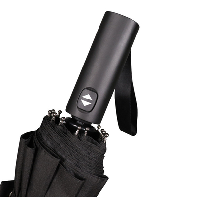 12 Ribs 3 Folding UV Automatic Umbrella BSCI Travel Umbrella Black Pongee Waterproof