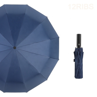 12 Ribs 3 Folding UV Automatic Umbrella BSCI Travel Umbrella Black Pongee Waterproof