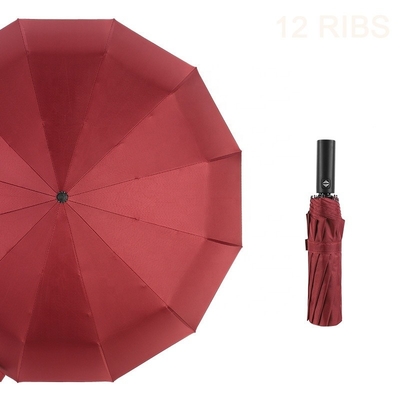 12 Ribs 3 Folding UV Automatic Umbrella BSCI Travel Umbrella Black Pongee Waterproof