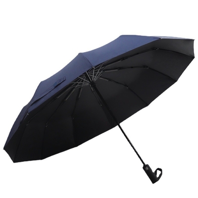 12 Ribs 3 Folding UV Automatic Umbrella BSCI Travel Umbrella Black Pongee Waterproof