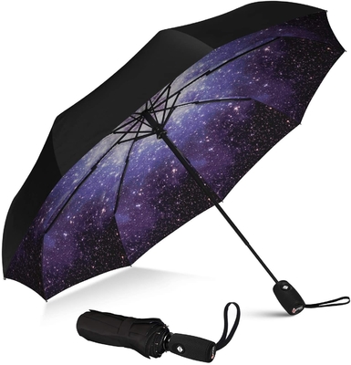 Black Glue Sunscreen Triple Folding Umbrella for Advertising and Gifts Open Diameter 97cm