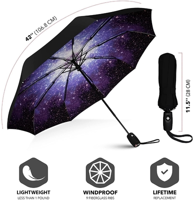 Black Glue Sunscreen Triple Folding Umbrella for Advertising and Gifts Open Diameter 97cm