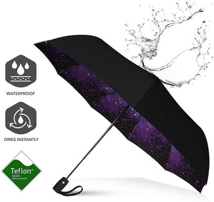 Black Glue Sunscreen Triple Folding Umbrella for Advertising and Gifts Open Diameter 97cm
