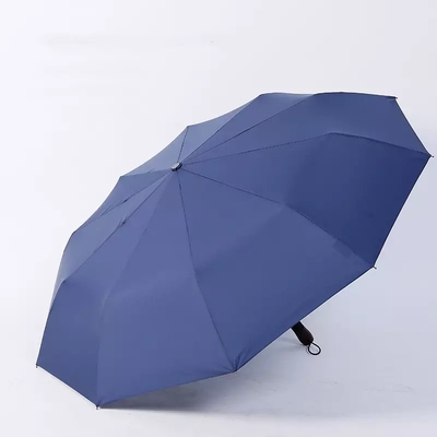 Fully Automatic 10 Ribs Wind Resistant Solid Wood Handle Engraved with Three Fold Men's Business Umbrella