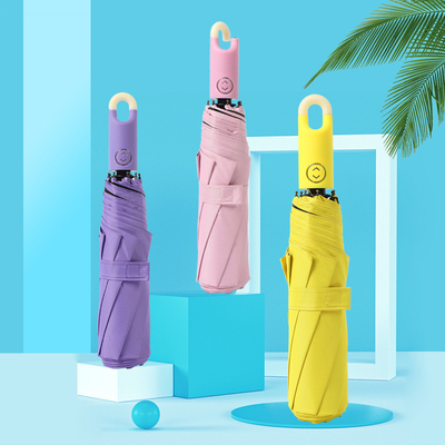 Fully-automatic Sunny and Rain Umbrella with Solid Color Lock Handle Three Fold Design Style