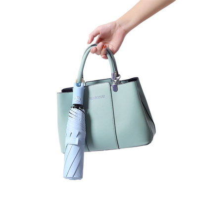 Fully-automatic Sunny and Rain Umbrella with Solid Color Lock Handle Three Fold Design Style