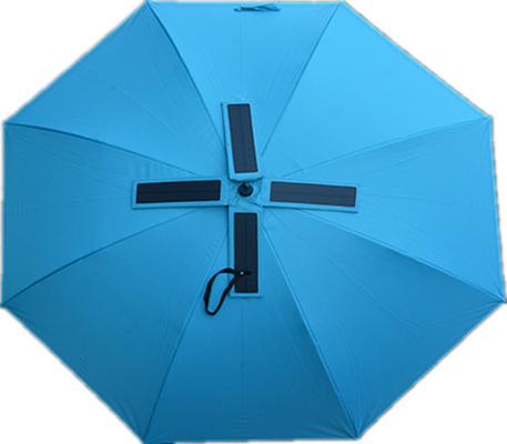 Manual Open Ruber Coating Handle Iron Sunny and Rainy Umbrella with Solar Fan