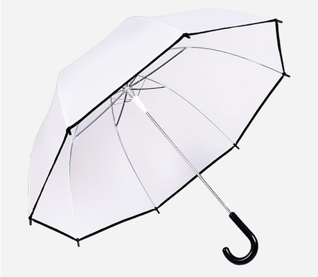 23inch 8K Paris Transparent Clear Umbrella for Raining Transparent Plastic J Handle