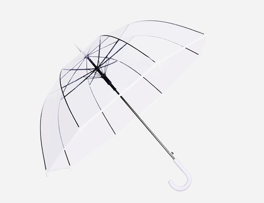 23inch 8K Paris Transparent Clear Umbrella for Raining Transparent Plastic J Handle