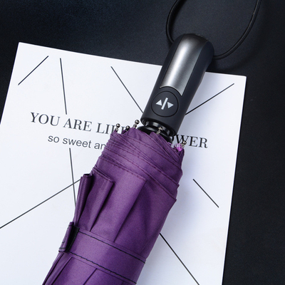Fully-automatic Black Pongee Travel Umbrella with 8/10/12 Ribs and Waterproof Coating