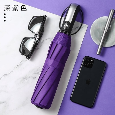 Fully-automatic Black Pongee Travel Umbrella with 8/10/12 Ribs and Waterproof Coating