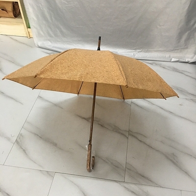 Creative Environmental Protection Cork Fabric Sawdust Cloth Umbrella with Wooden Handle