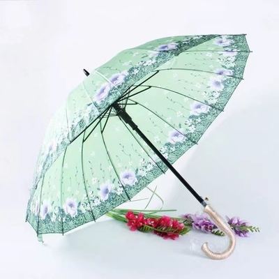 Customized Logo Printing Golf Umbrella 21 Inch Classic Flower Design for Popular Branded