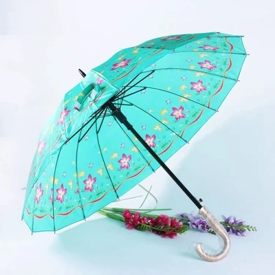 Customized Logo Printing Golf Umbrella 21 Inch Classic Flower Design for Popular Branded