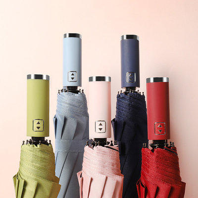 Portable Wind Resistant Sunscreen UV Protection 3 Folding Umbrella with Automatic Open